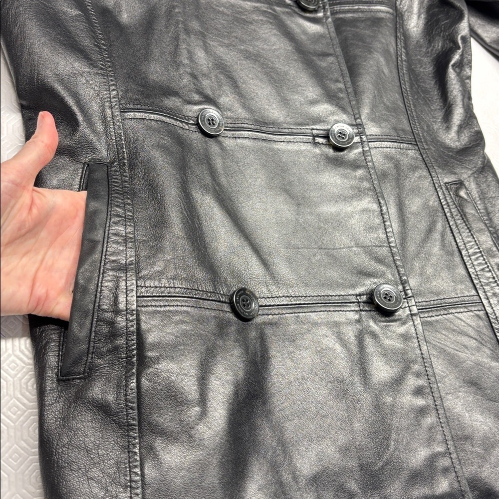 Wilson Leather Double Breasted Leather Jacket Black Medium - Picture 4 of 14